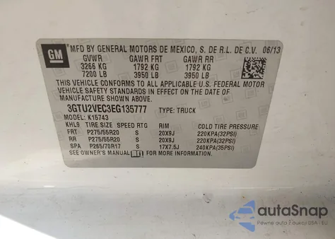 2014 GMC Sierra 1500 Slt from USA, damaged, VIN 3GTU2VEC3EG135777